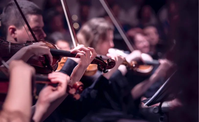 Streicher in einem Orchester